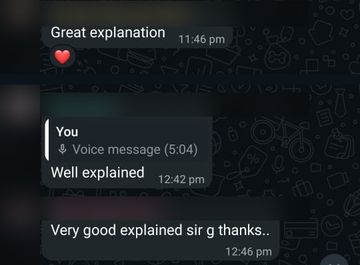 WhatsApp messages: great explanation, well explained