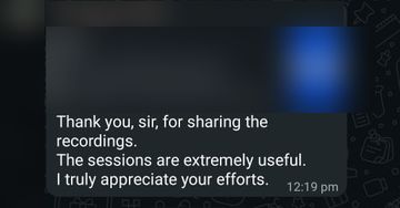 WhatsApp message thanking Dr Waqas for sharing the recordings
